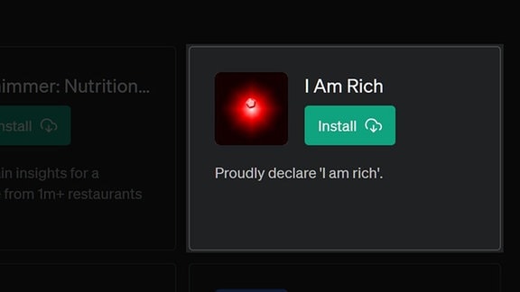 Plugin "I am rich" im Plugin Store von ChatGPT
