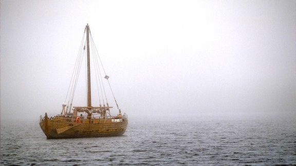 Nachgebautes Knorr Handelsschiff der Wikinger