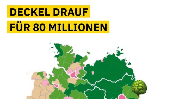 Karte zeigt Anteil der Siedlung und Verkehrsfläche 2021 in Deutschland in Prozent. Vor allem von Nordwest bis Südwest viel versiegelte Fläche, im Osten besonders zwischen Magdeburg und Chemnitz
