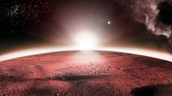 Die abstrakte rote Landschaft des Planeten Mars. 