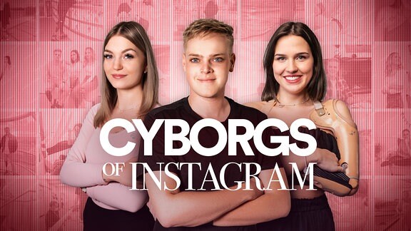 Anna, Alex und Gina, die ProtagonistInnen der Serie Cyborgs of Instagram. Schriftzug: Cyborgs of Instagram