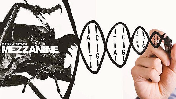 Collage aus dem Album-Cover von Mezzanine der Band Massive Attack