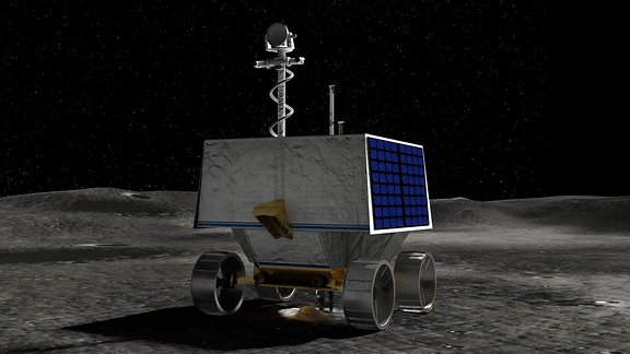 Eine künstlerische Darstellung des Mond-Rovers Viper der US-Raumfahrtbehörde Nasa.