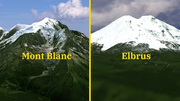 Texturierte 3D-Modelle von Mont Blanc und Elbrus