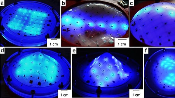 Die an der TU Ilmenau entwickelte verformbare Transistor-Matrix für den Einsatz in einem LED-Array 