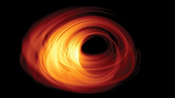 Die künstlerische Darstellung zeigt den Ereignishorizont um das schwarze Loch im Zentrum unserer Galaxis