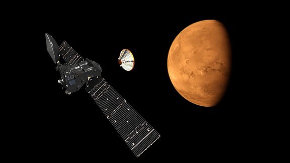 Exomars Trace Gas Orbiter Orbiter über dem Mars