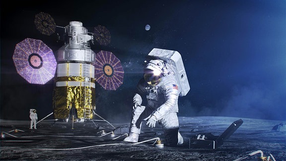 2 Raumfahrer auf dem Mond