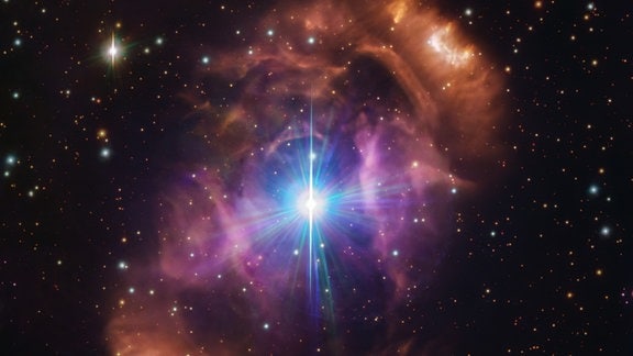 Der Nebel (NGC 6164/6165), der HD 148937 umgibt, im sichtbaren Licht betrachtet