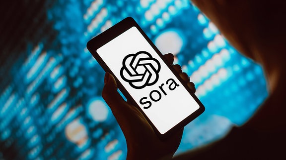 Sora-Logo auf Smartphoe-Display