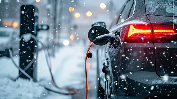 Ein Elektroauto im Winter