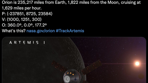 Screenshot Twitter-Account @NASA_Orion