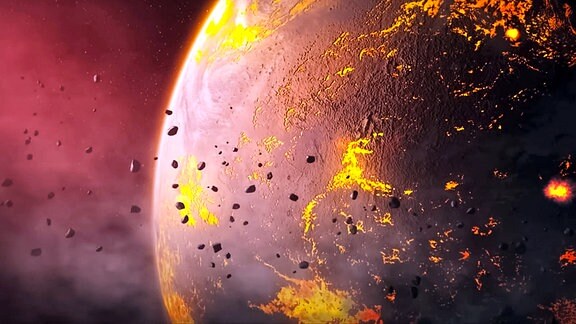 Asteroiden fliegen auf jungen heißen Planeten zu