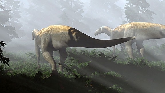 Pflanzenfressende Prosauropoden der Trias grafische Rekonstruktio