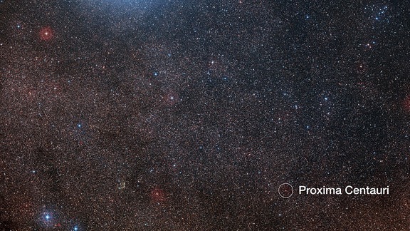 Die Himmelsregion um Alpha Centauri und Proxima Centauri 