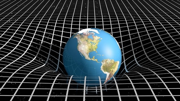 Die Erde in der Verbindung von Raum Zeit und Gravitation (Raumzeit )