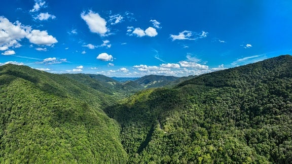 Luftaufnahme der Unesco Stätte Atlantischer Wald Süd Ost Reservate, Alto Ribeira 
