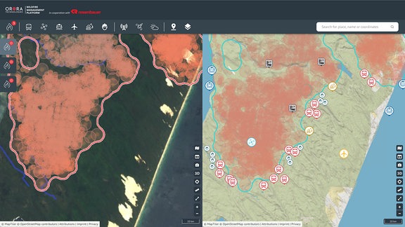 Waldbränder vom Weltraum aus erkennen. Die App von OroraTech zeigt, wo es brennt.
