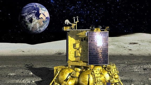 Eine künstlerische Darstellung der russischen Mondlandefähre Luna 25.