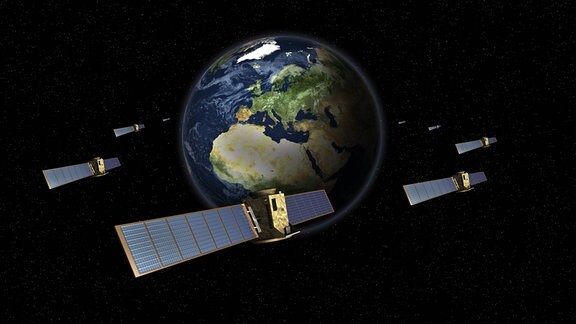 Illustration - Satelliten umkreisen die Erdkugel
