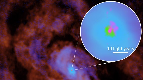 Die mit ALMA beobachteten mehrphasigen Gasverteilungen um den aktiven galaktischen Kern der Galaxie Circinus. 
