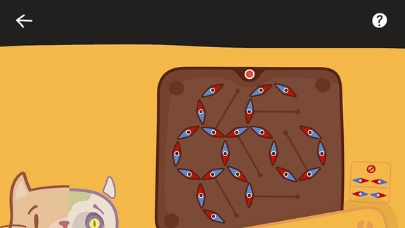Ein Screenshot eines Spiels in der Quantenphysik-Spiele-App Katze Q.