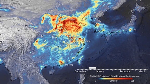 Stickoxidkonzentration China Corona