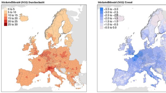 Luftverschmutztung Europa Stickstoffdioxid (NO2)