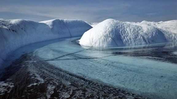 Supraglazialer Bach und Sediment-Aue in Südwest-Grönland