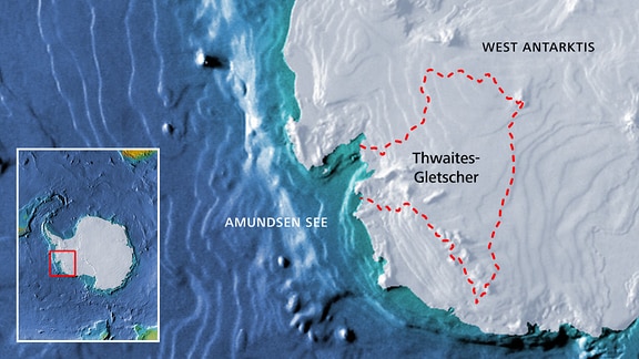 Position des Thwaites Gletscher in der Antarktis