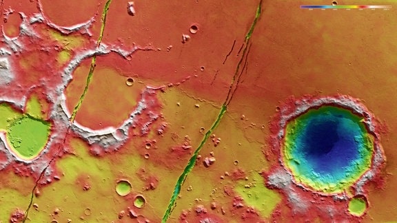 Topographie der Cerberus Fossae auf dem Mars