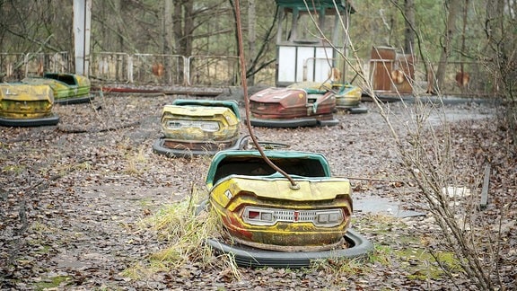Verlassener Rummelplatz in Prypjat, Region Tschernobyl, Ukraine