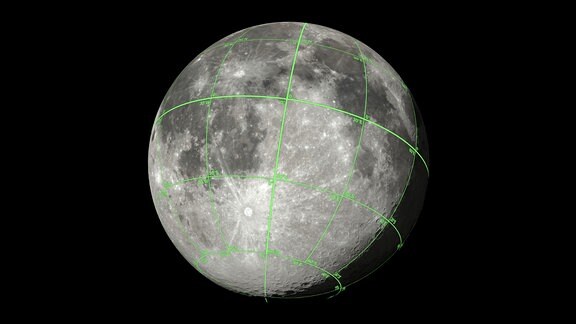 Der Mond mit Meridianen