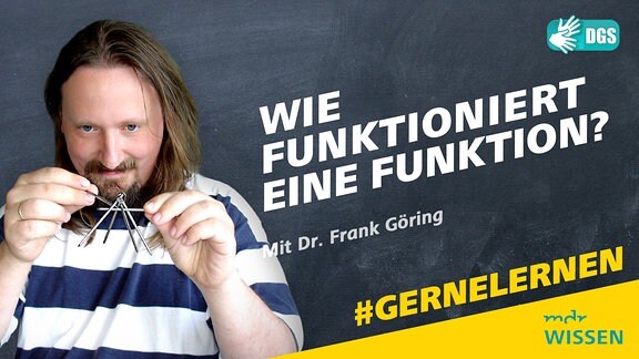 Dr. Frank Göring spielt mit Metallnägeln. Schrift: Wie funktioniert eine Funktion? Mit Dr. Frank Göring Logos: MDR WISSEN/DGS