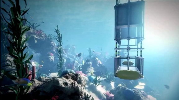 Unterwasser-Ansicht mit Tauchgerüst mit Virtual Reality