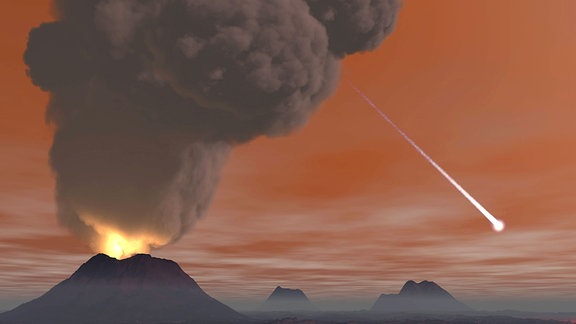 Illustration - Vulkanausbruch von 500 Millionen Jahren.