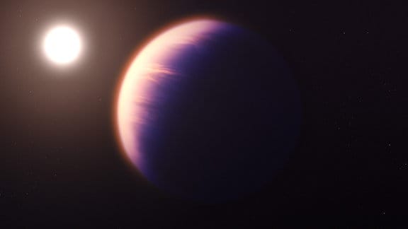 Exoplanet WASP-39 b und sein Stern (Illustration).
