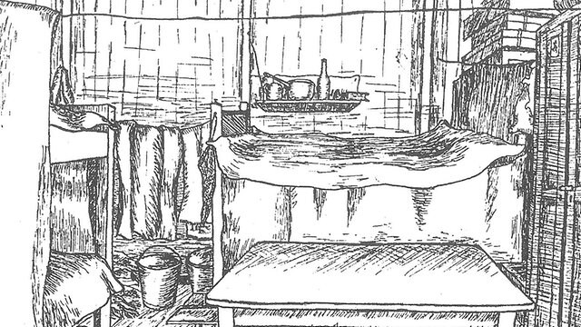 Zeichnung eines Zimmer | Bildrechte: Blåvandshuk Egnsmuseum Zeichnung eines Zimmer